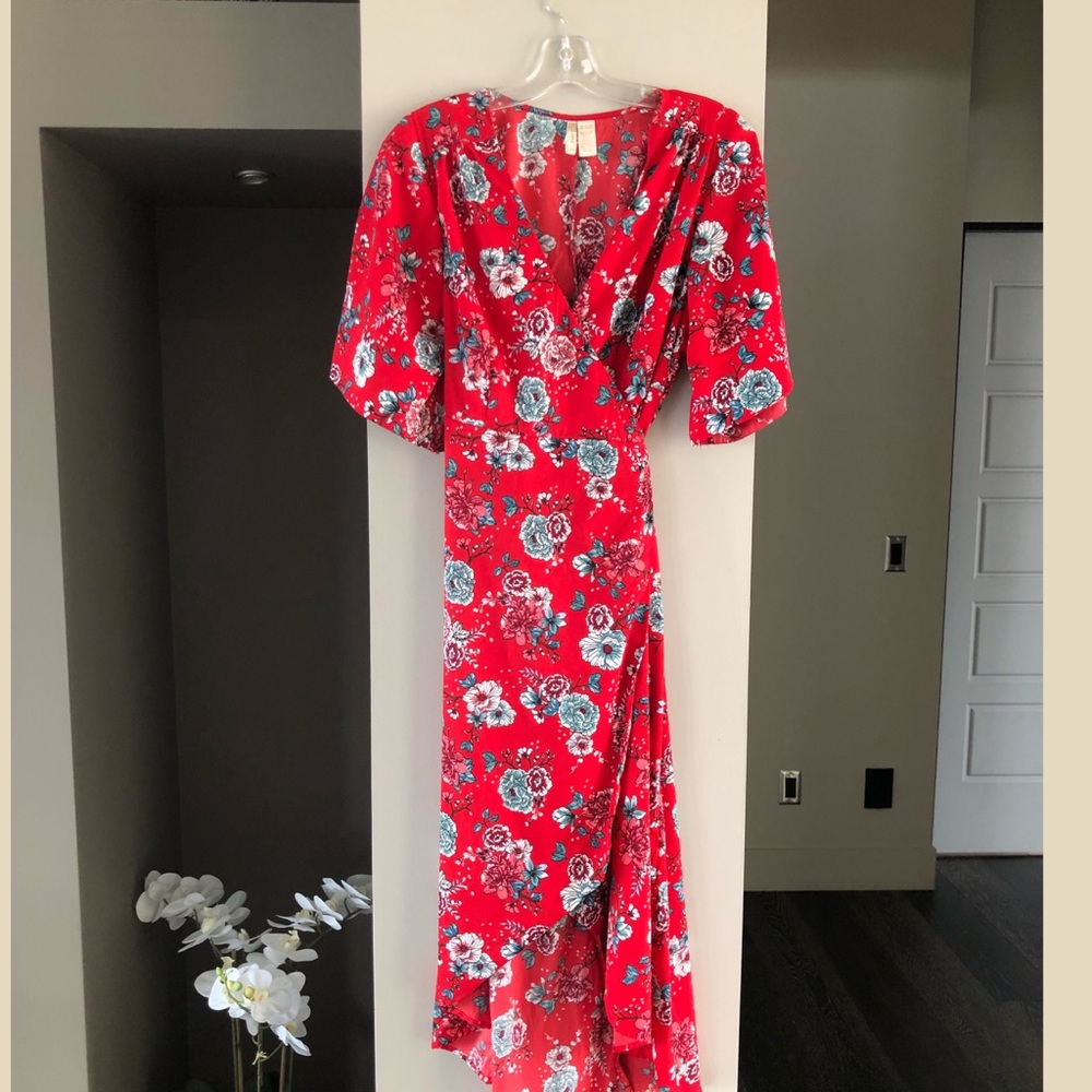 Floral Red High Low Dress